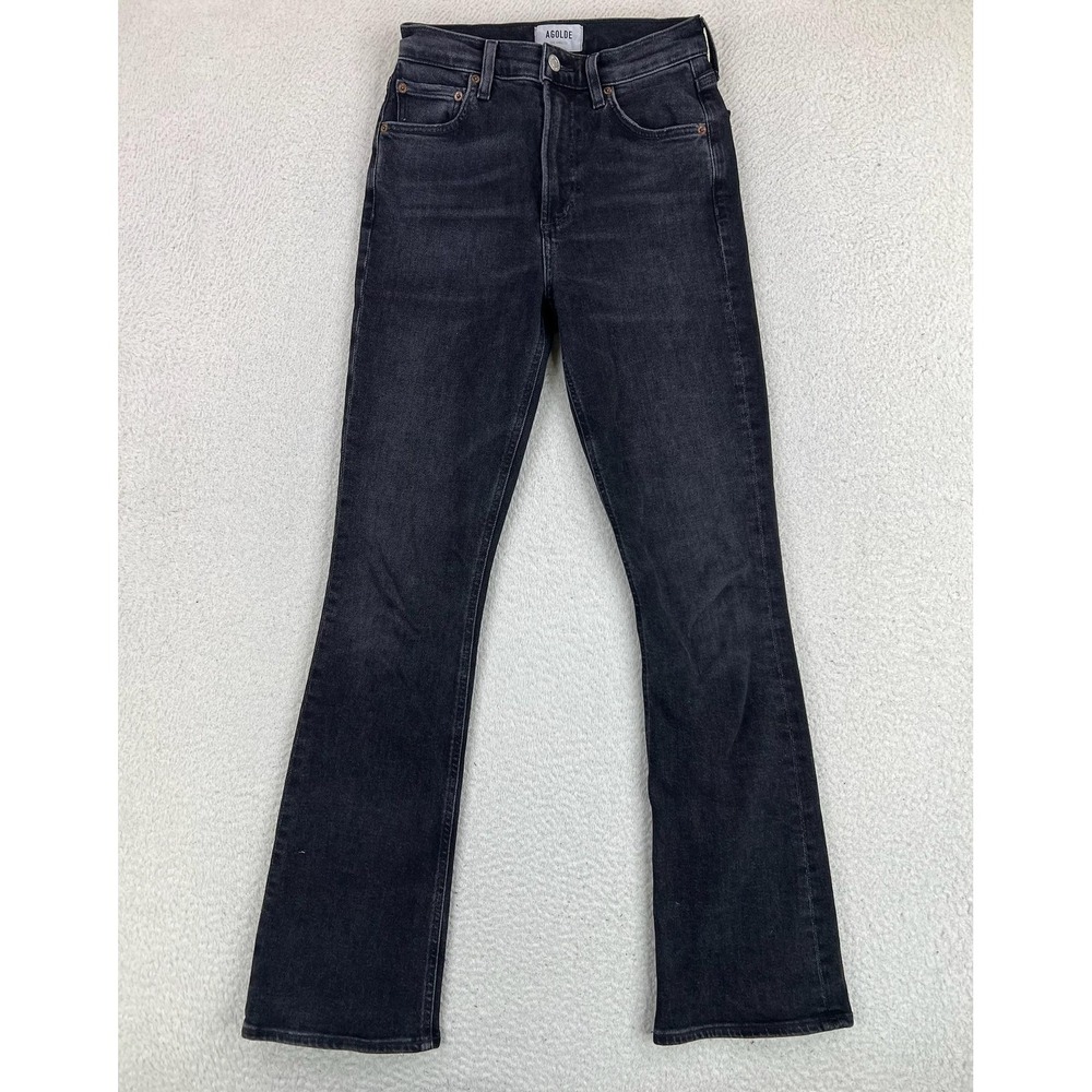 AGOLDE Nico Boot Jeans Womens 25 Black Charcoal High Rise Bootcut A9179-1274